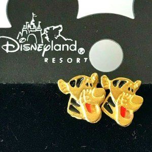 Vintage Disney Tigger Winnie the Pooh Earrings Post Pierced Disneyana Gold Tone